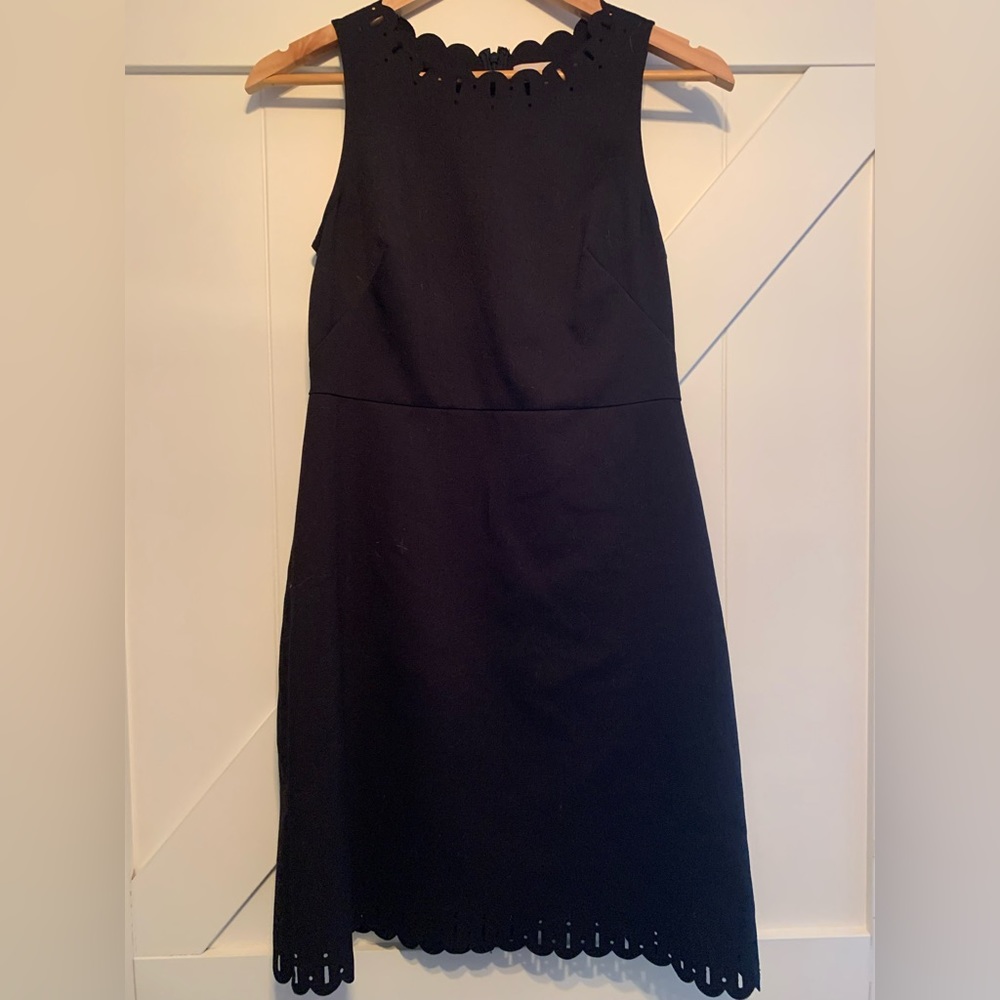 Ann Taylor LOFT size 0 black tailored sleeveless dress with cutout accents